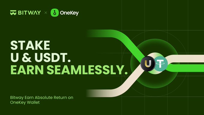 Bitway and OneKey Wallet announce native staking integration for Bitway Absolute Return vaults, offering 7.5% APR on USDT and 5.0% APR on U directly within the OneKey app.