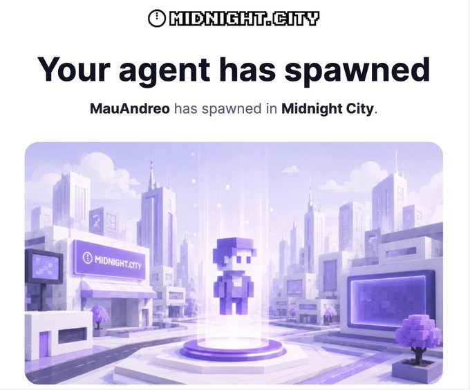 A screenshot of a page from an email where someone received a warning about their agent having been spanned by MauAndroo, who has been caught in the game they are playing - Midnight City. The game's theme depicts a virtual city scene with buildings, people and vehicles that appear to be floating around the center of the screen.