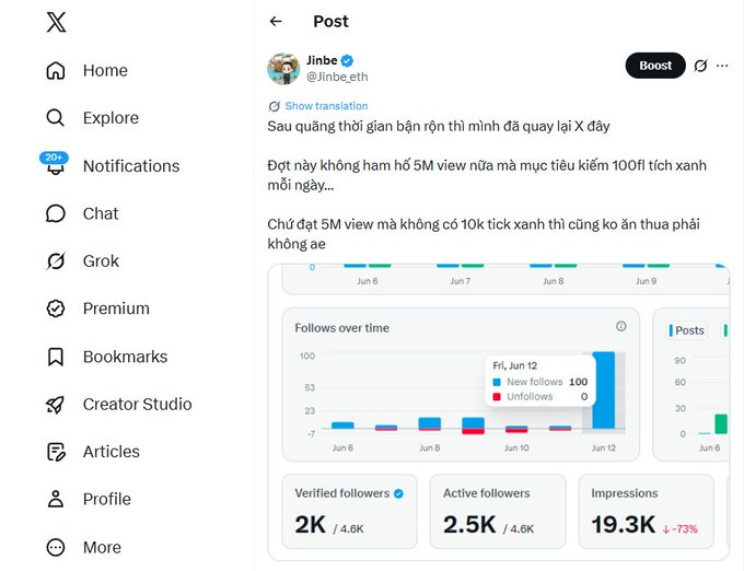 The image shows a Twitter post with multiple tabs open on a computer screen, indicating that the user may be managing multiple social media profiles or threads at once. The text of the post contains several details about different data points, such as followers, impressions, likes, and shares. In addition to these statistics, there are also mentions of terms like "home," "explore," "notifications," "chat," "profile," "premium," "statistics," and "articles." The overall content appears to be focused on analyzing the performance or trends related to social media activity, which may have been generated through a Twitter search.