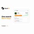 A clean mobile app interface for Quest AI showing 'One search. More ways.' with an AI chat screen featuring message bubbles.