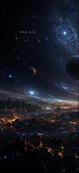 A futuristic space vista shows a glowing alien world, distant planets, galaxies, and stars, with the text “new era” above the horizon. It evokes the comeback of ChatGPT and the arrival of “ASTRA” as a new era in AI.