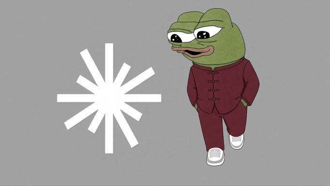 A cartoon frog wearing a maroon tracksuit stands next to a white starburst logo on a grey background.