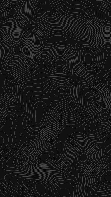An abstract black background covered with concentric white topographic-style contour lines.