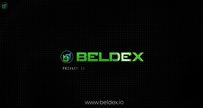 A black screen displaying the green "BELDEX" cryptocurrency logo with the tagline "PRIVACY 1.1" and the website URL "www.beldex.io" at the bottom.