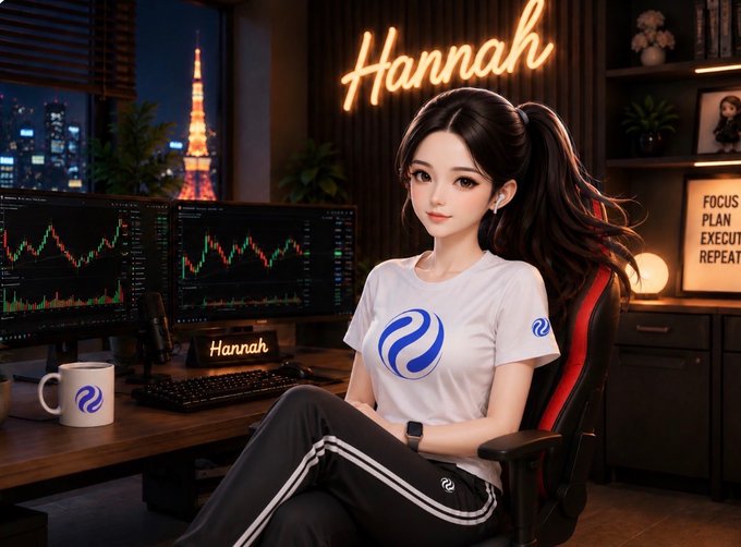 The image features a woman sitting at a desk with two computer monitors, likely working or browsing the internet. The background of the image shows a city skyline, indicating that she might be located in an urban area. There are also some potted plants placed around her workspace, adding a touch of greenery to the scene. The caption reads: "A few months ago, I happened to meet a friend on X. What first caught my attention was her writing. It was gentle, thoughtful, and always centered around one question: What makes Injective different from other ecosystems?".