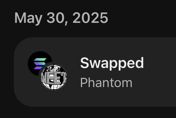The image shows a black background with white text that reads "May 30, 2035". Below this, there are two logos - one of which is a globe logo, while the other is a mouse logo. The text indicates that someone has been trading cryptocurrency for months and has recently sold their first neet coin. The post also mentions that they never worked again after selling their first neet coin.