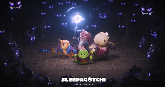The image features a poster for a video game called "Sleeping Beauty" with four cartoon characters standing together, each holding a sword. The characters include a cat, a dog, a bear, and a rabbit. The poster also includes text that reads "a lot of utility tokens are built around what users can spend. what stands out here is a shift toward what users can actually access instead". This suggests that the game focuses on providing an accessible experience for players rather than just focusing on in-game currency or tokens.