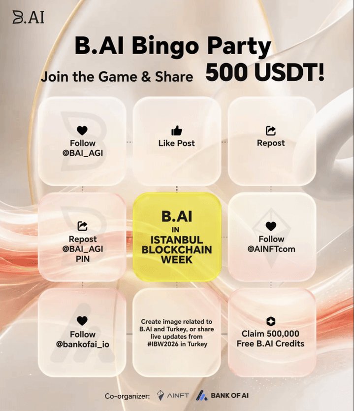 The image features an advertisement for a B.AI Bingo Party that takes place in Istanbul, Turkey during the week of June 1st - 5th. The event aims to bring together people who are interested in blockchain technology and gaming. Participants can join the game and share their experiences on social media using the provided hashtag #BaiBingoWeek. The post also mentions a prize pool of 500 AI Credits for those who participate, which could be used as an incentive for more people to join the event or share their experiences with others.