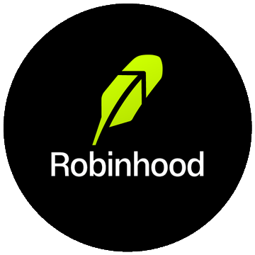 The Robinhood logo, featuring its signature lime green feather icon above the white "Robinhood" wordmark on a black circular background, represents the company mentioned in the post about expanding its blockchain-based trading initiatives with tokenized stocks.