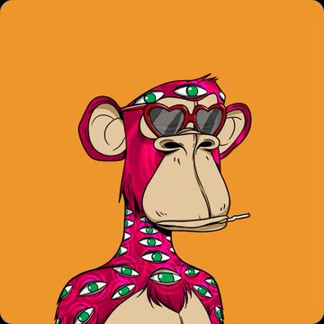 The image features a cartoon monkey that has been turned into art. It appears as an object with eyes, ears, arms and legs all made out of color with pink for its hair. The monkey is wearing sunglasses and holding a cigarette, suggesting a more artistic interpretation rather than real-life action or emotions. This artwork could potentially be sold for $55.00 due to the high demand among collectors of unique and colorful art pieces.