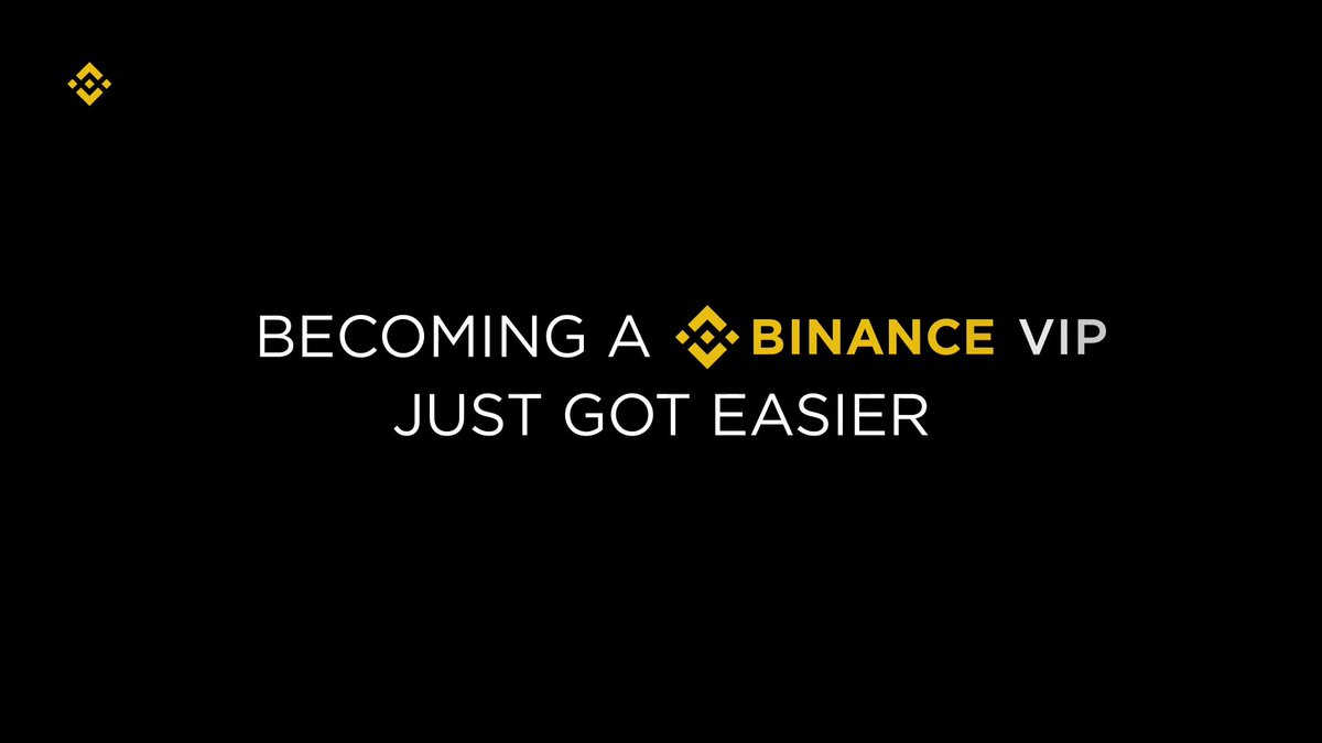 The image features a black background with white text that reads "Becoming a Binance VIP just got easier." The text is positioned at the top of the image, while the rest of the image is empty.