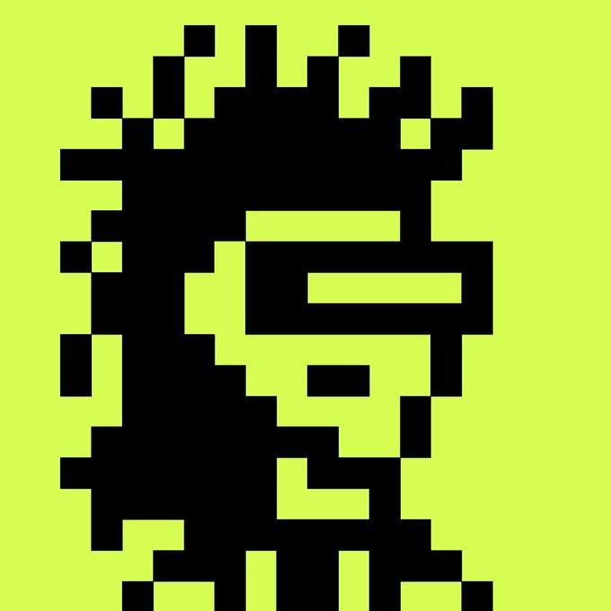 A pixelated, black cryptopunk-style figure is displayed on a bright yellow-green background, resembling the iconic CryptoPunks NFT profile picture style.

The post's text references "cryptopunks of RHC," aligning with the image being a low-resolution, pixel-art avatar mimicking the classic CryptoPunks aesthetic, used as a new profile picture (pfp).
