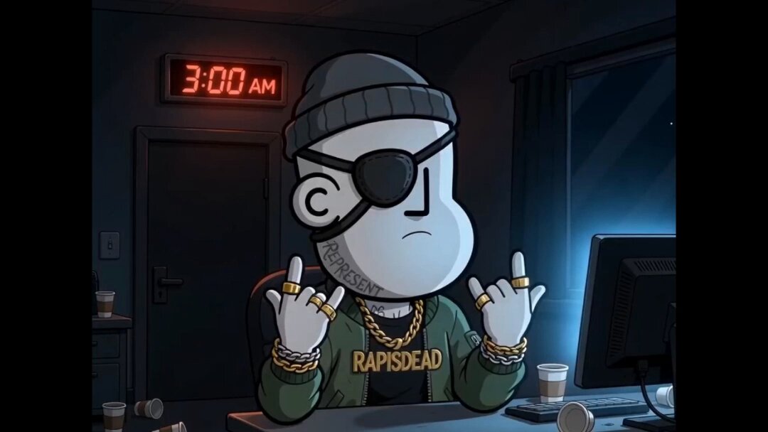 The image features a cartoon character wearing a beanie hat with a name tag that reads "rapids Dead". The character appears to be sitting at a desk or table, holding up two fingers as if they are clapping. There are also other objects in the scene, such as a keyboard and a computer monitor on the right side of the image. The post seems to be related to screen time or technology, possibly discussing how much time people spend using computers or other devices.
