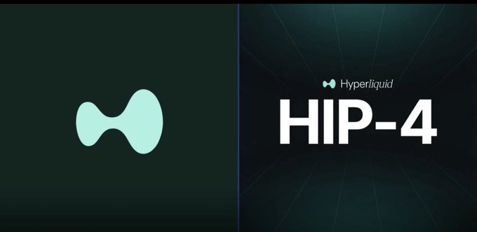 A Hyperliquid promotional graphic announcing 'HIP-4' with the platform's logo.
