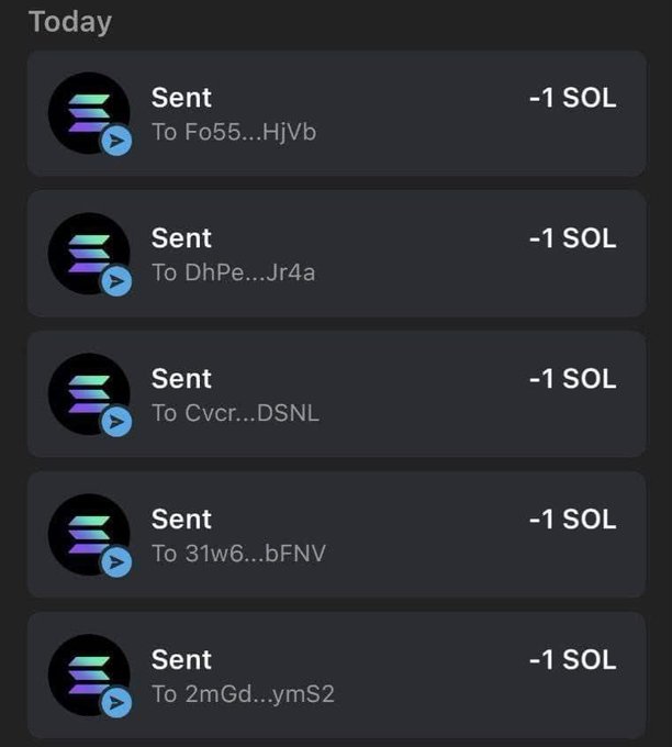 The image shows a phone screen with a list of five different cryptocurrency transactions displayed. The transactions include sending money, receiving money, and sending and receiving tokens. There are also two posts related to the transactions that appear at the bottom of the screen. One post is about making two lucky friends happy by sending them $2,000 within 24 hours, while the other post is about joining telegram t.me/civilianweb3. The image does not provide any information on how these transactions are related to each other or what they have to do with the main post.