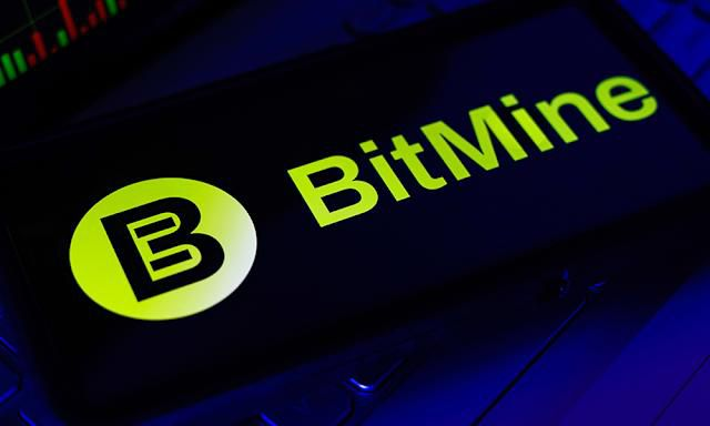 The image features a black square sign with the word "BITMINE" written in yellow letters. The sign also displays the number "26,497" below it. The background of the image is dark blue, which contrasts with the white text on the sign and makes it stand out more prominently. The post includes information about Bitcoin adding another 26,497 ETH to its growing Ethereum treasure.