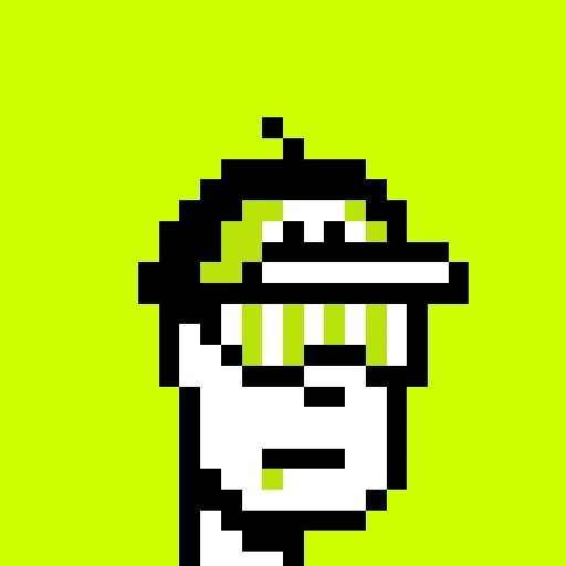 A pixel-art character with a green and black hooded headpiece and a partially obscured face is shown against a bright green background. The image relates to the post about purchasing a "broker punk" NFT—a CryptoPunk-style character—for under 1 ETH.