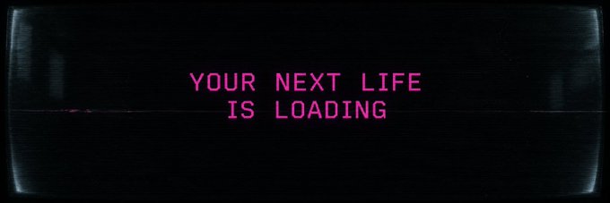 A dark retro-style loading screen displays the bright pink pixel text “YOUR NEXT LIFE IS LOADING.” It serves as a promotional graphic for the accompanying post offering 10 WL spots on @RYFTCORP, open for 3 hours.