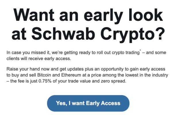 This text seems to be about a post or an email related to the cryptocurrency market, particularly involving Bitcoin and Ethereum. The main focus of this message is Charles Schwab, who has stated that he's planning to roll out Bitcoin and Ethereum, which suggests that these digital assets could soon become part of his financial services offering. There is an image of a cryptocurrency logo next to the text, further emphasizing the connection between the post/email content and the visual representation of the cryptocurrency symbol.
