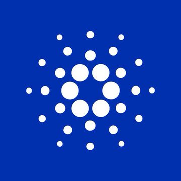 The Cardano logo, featuring a white circular dot pattern on a solid blue background.