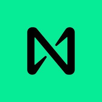 A black stylized 'N' logo centered on a bright green background.