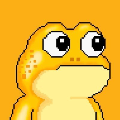 A pixel art yellow/orange frog character (matching the "@zecfrogs" brand) with big white eyes against an orange background, promoting a free ZEC-chain NFT giveaway requiring 6969 supply and ending in 24 hours.