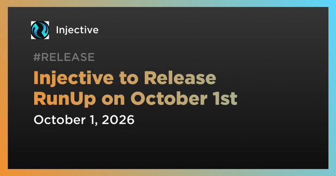 A release announcement from Injective dated October 1, 2026, announcing the launch of "RunUp" on October 1st. The announcement ties into the post's theme by positioning RunUp as a bridge between the speculative meme-token market and traditional finance, uniting both "rooms" of the financial world.