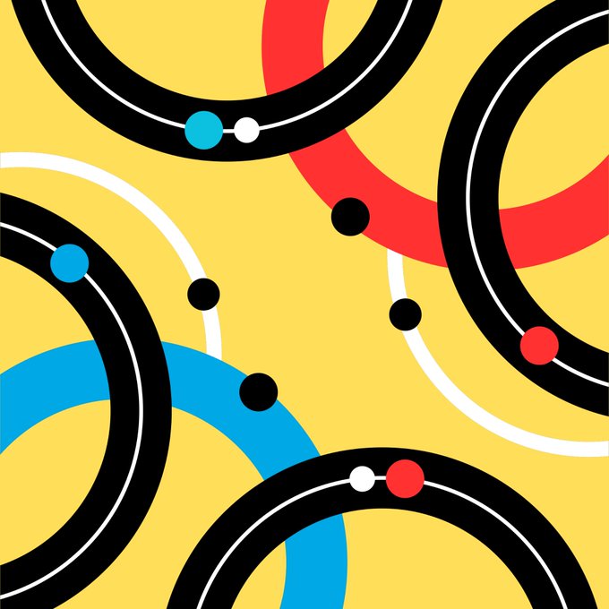 The image features a vibrant design with four circles of different colors - blue, red, black, and white. The circles are arranged in a square pattern, creating an interesting visual effect. The background color of the image is yellow, which contrasts nicely with the colorful circles. In the bottom right corner of the image, there's text that reads "WL Giveaway I'm thrilled to announce that I'M giving away 1 GTD and 10 FCFS spots for @Isomatrica_art - Follow @Isomatrice_art & @its_lucradao - Like & Repost - Drop your EVM address 24Hrs.". This text provides context about the image, possibly related to a social media post or an advertisement promoting a giveaway.