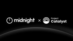 A minimalist black banner showing 'midnight' and 'Project Catalyst' logos separated by an 'x'.