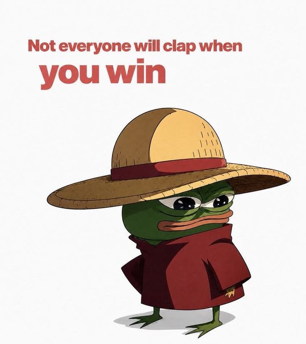 A cartoon frog dressed as a Jedi wearing a wide straw hat and red robe stands under the text "Not everyone will clap when you win." The image conveys a melancholic message about unacknowledged success, fitting as a quiet "Good night" reflection.