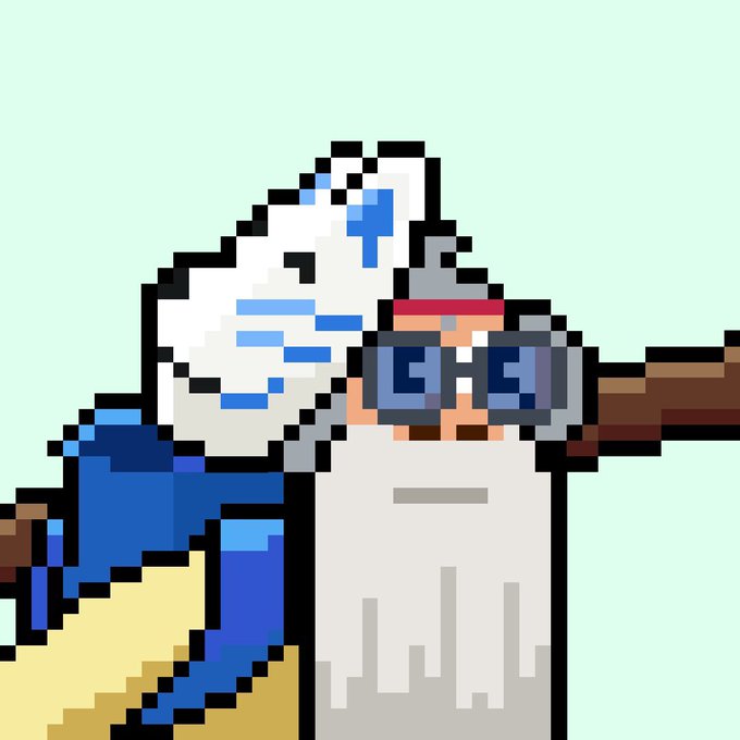 A pixel art character with long white hair and glasses operates a coffee grinder, roasting coffee beans.