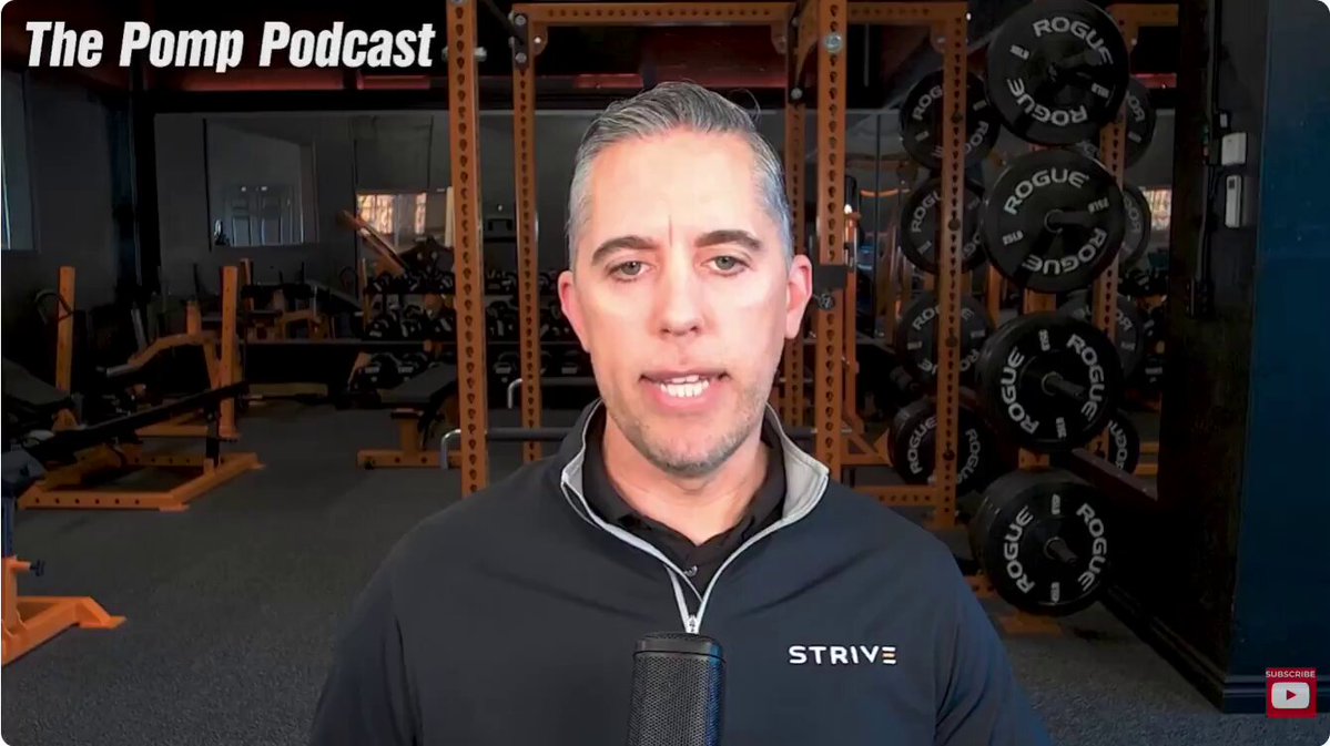 The image features a man wearing a black shirt with white text, standing in front of a gym filled with exercise equipment such as dumbbells and weight machines. The man appears to be talking about digital credit or Bitcoin, which is related to the post's title "The PUMP Podcast".