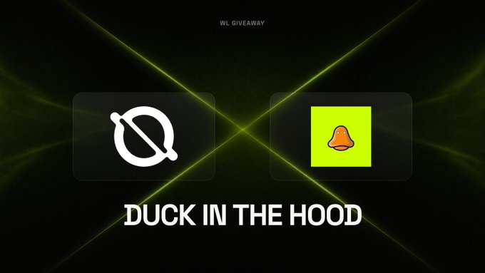 A WL GIVEAWAY graphic with a dark theme and green crossing light beams features two app icons and the text 'DUCK IN THE HOOD'.