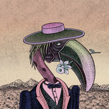 The image features a cartoon illustration of a bird dressed in a suit and hat, standing against a backdrop of mountains. The bird appears to be wearing a tie as well. The background of the image has been updated with new designs, giving the impression that the collection is constantly evolving and improving. The post suggests that people should consider the suggestions made by @DKashtalyan and other team members in order to make the collection more cohesive & complete over time.