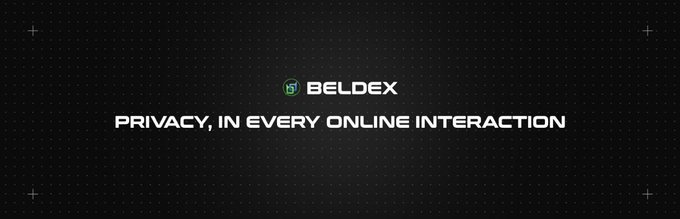 A dark promotional banner for 'BELDEX' with the tagline 'PRIVACY, IN EVERY ONLINE INTERACTION' displayed in white text on a black background.