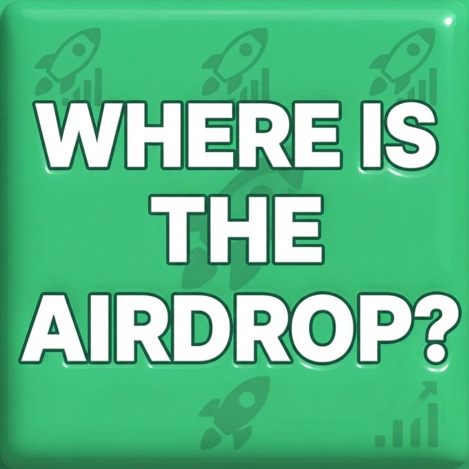 A green square graphic with rocket illustrations asking 'WHERE IS THE AIRDROP?'.