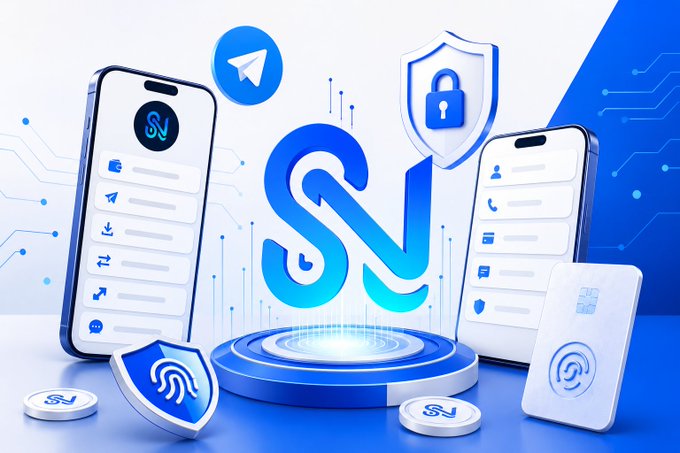 A promotional graphic for the Shunya app, featuring two smartphones displaying the app interface alongside a stylized blue 'S' logo, security shield, and SIM card, emphasizing secure communications.