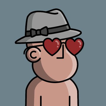 The image features a cartoon character wearing a hat, sunglasses with red hearts, and no shirt or pants. The caption for the image reads "I need more @npconchain", which seems to be a reference to the post about the patient's name.