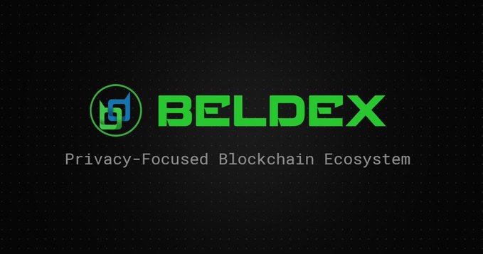 The BELDEX logo with a green interlocking design on a black background, accompanied by the tagline "Privacy-Focused Blockchain Ecosystem".