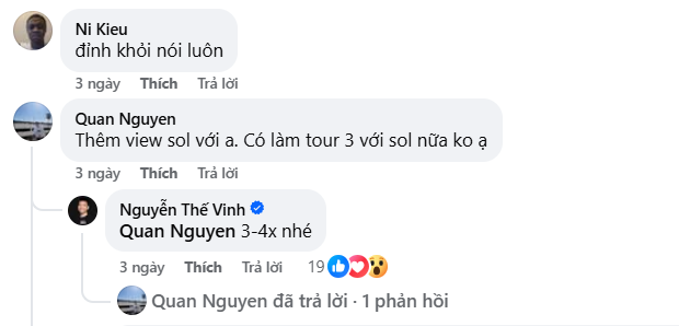 The image features a Facebook message thread with several posts displayed on a gray background. The main post being discussed is "Anh Vinh Coin98, vùng giá Sol tham khảo sẽ từ" (Bitcoin coin 98), which the author has tagged as an important piece of information. There are multiple other posts in the thread, some containing text and others with images, all contributing to a lively conversation among friends or acquaintances. The message is also addressed to an "Anh Vinh Coin98", indicating that they might be discussing something related to the specific coin.