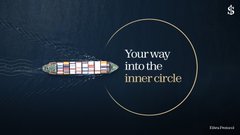 An advertisement with a dark background featuring a stylized graphic and the text 'Your way into the inner circle' with an 'Allianz Partners' logo in the corner.