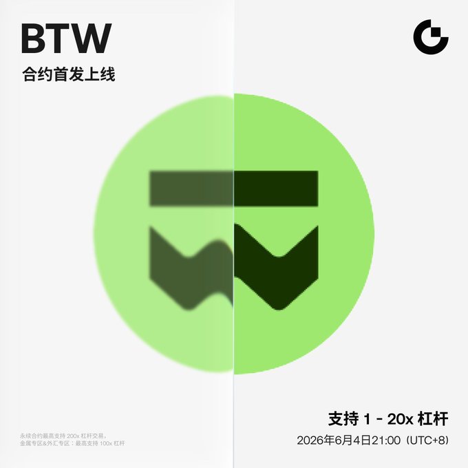 The image features a poster or book cover for an event that has been called "Gate Contract First Launch Listing: $BTW @BitwayOfficial Trading Pair: $BTW / $USDT Trading Time: June 4, 2036, 21:00 (UTC+8) Supports ... Learn More: gate.com/futures/USDT/B". The poster has a white background with the words "Gate Contract First Launch Listing", and the cover design is green. The central focus of the image is a circle containing a green shadow that forms an arrow pointing to the left side of the poster, creating a sense of movement and direction.