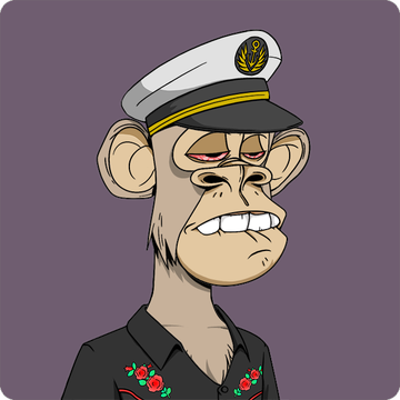 A cartoon-style ape wearing a white captain's hat and a black shirt with red floral embroidery grins mischievously against a purple background. The illustration depicts a Bored Ape Yacht Club (BAYC) NFT character, tying into the post's reference to the "Bored Ape" community and its members' collaborative spirit.