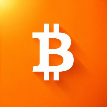 The image shows the white Bitcoin "₿" logo centered on a bright orange background, symbolizing the movement of a massive $382.67M worth of dormant BTC from a wallet inactive since the 2017 peak to a new wallet, rather than an exchange.