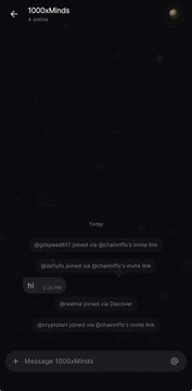 A screenshot of an Instagram DM conversation with '100xMinds' showing multiple messages that appear to invite the user to an invite link for Chanovelli.
