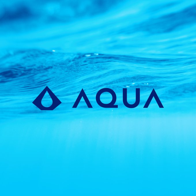 The "AQUA" logo with a water droplet icon is overlaid on an underwater ocean scene, visually reinforcing the brand's name. The image supports the post's message about AQUA being a self-custodial financial app for spending Bitcoin and stablecoins globally.
