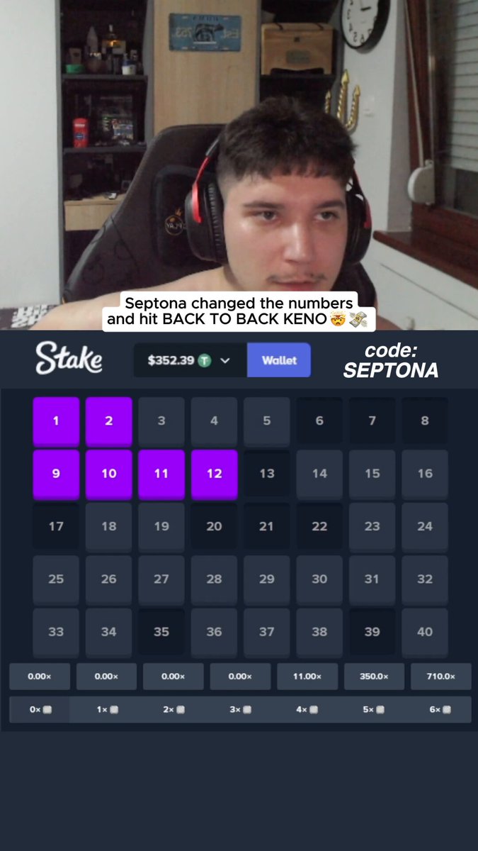 A screenshot of a digital page with an overlay about playing a game called "SEPIONSEQ TAKENA" for $15,000. The title appears to be related to a gaming event or party happening soon at Stake Keno. The image displays a person wearing headphones and sitting in front of a keyboard, possibly preparing to play the game once it begins.
