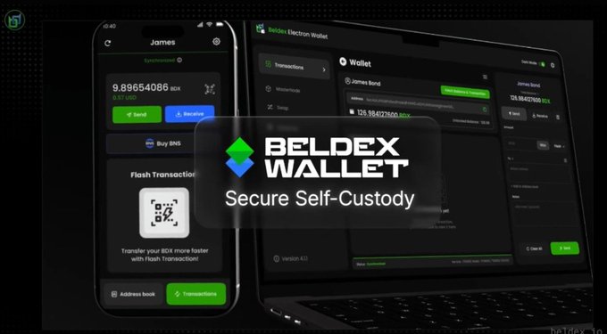 Promotional image for Beldex Wallet, displaying mobile and desktop interfaces with the text 'BELDEX WALLET - Secure Self-Custody'.