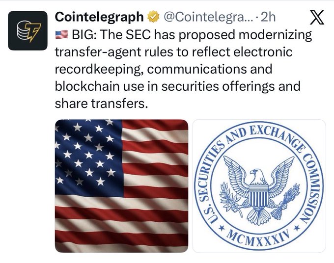 Cointelegraph reports on a U.S. SEC proposal to modernize transfer-agent rules to accommodate electronic recordkeeping, communications, and blockchain use in securities offerings and share transfers. The accompanying comment highlights that Chainlink already provides Digital Transfer Agent (DTA) solutions, aligning with the SEC's blockchain-focused modernization efforts.