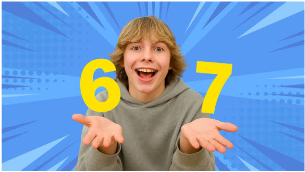 A young man with an excited, wide-eyed expression holds his hands out while a large yellow "67" appears to weigh between them, humorously conveying indecision or being torn between two options—perfectly capturing the uncertainty of asking about a "mint price."